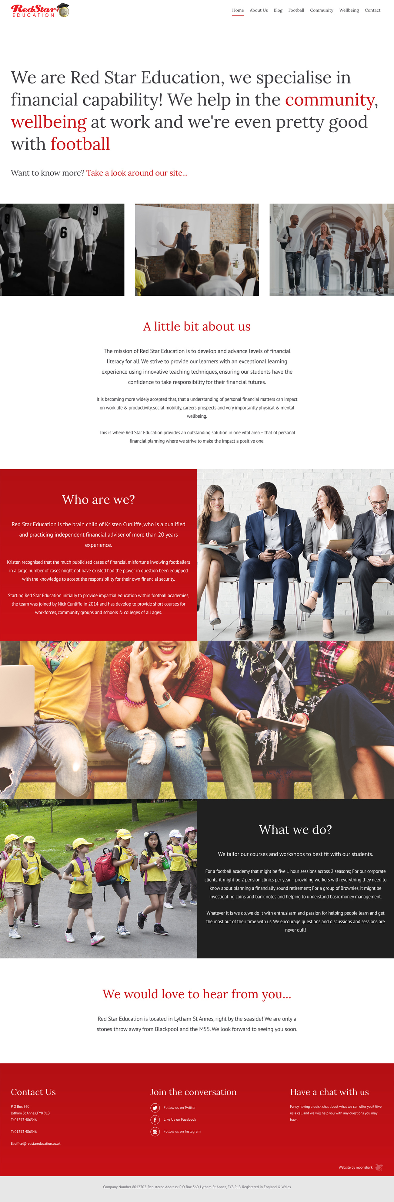 The homepage of the Red Star Education Website